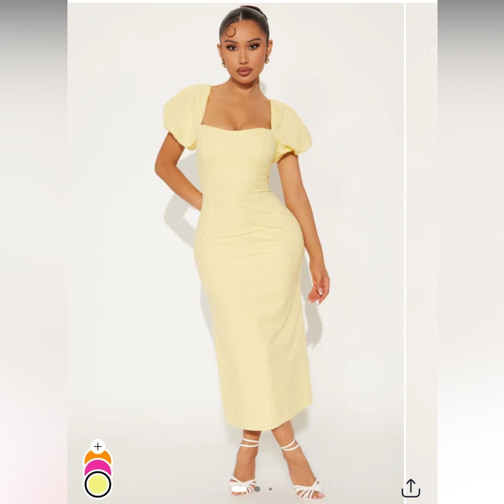 Fashion Nova Sunny Yellow Midi Dress